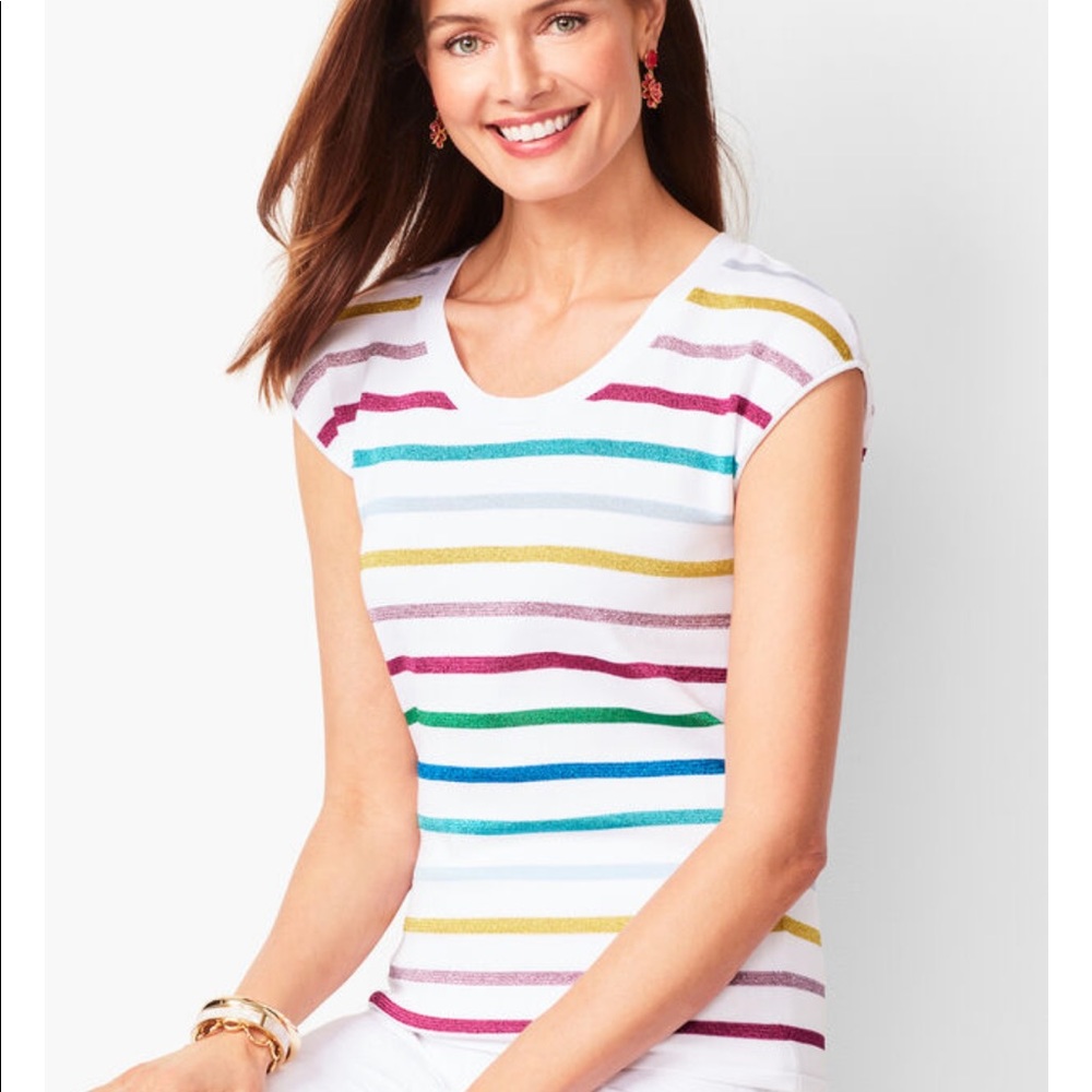 Talbots CAP-SLEEVE SWEATER with METALLIC STRIPES